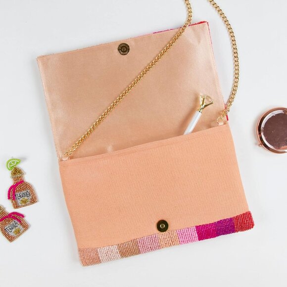 Rose All Day Beaded Canvas Clutch Purse for Wedding Bridal Bachelorette Gift - Picture 5 of 9